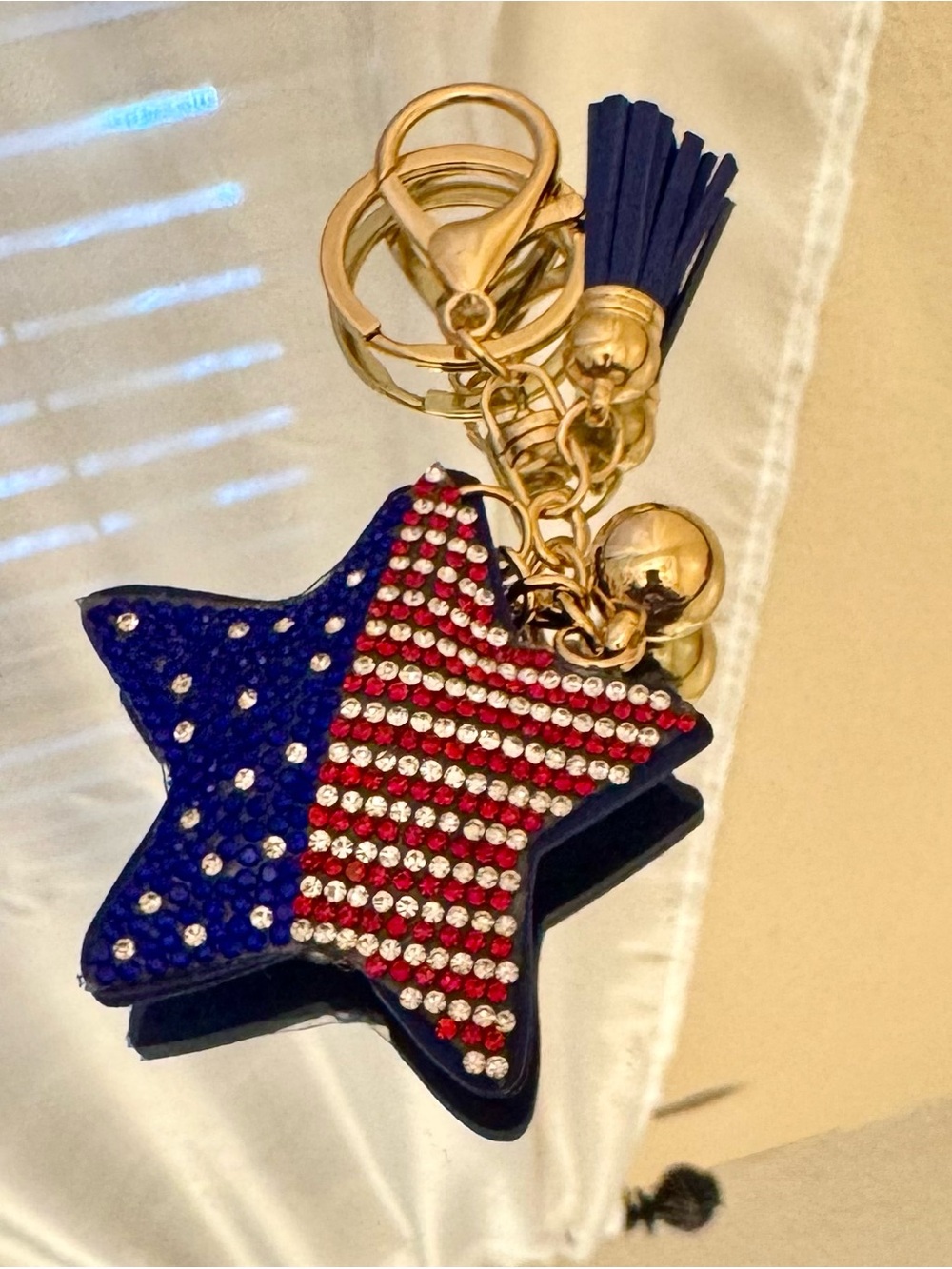 Crystal Star Red white & blue Keychain/bag charm